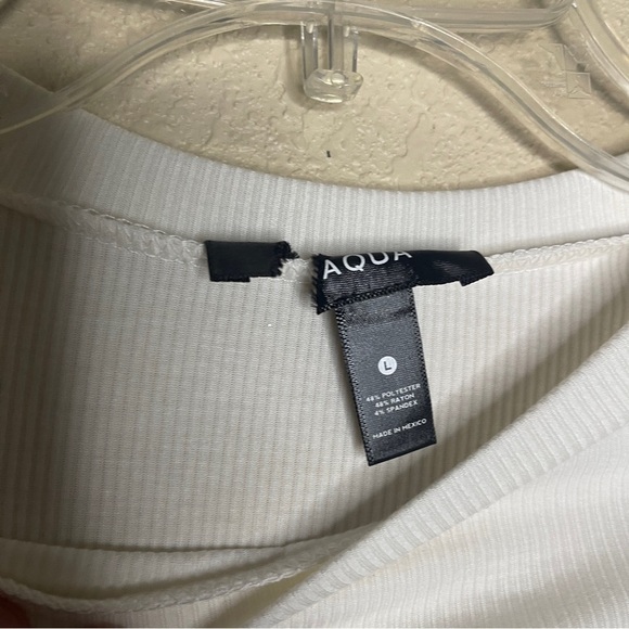 Aqua White Cut out Ribbed Long Sleeve Top Large - Picture 4 of 8